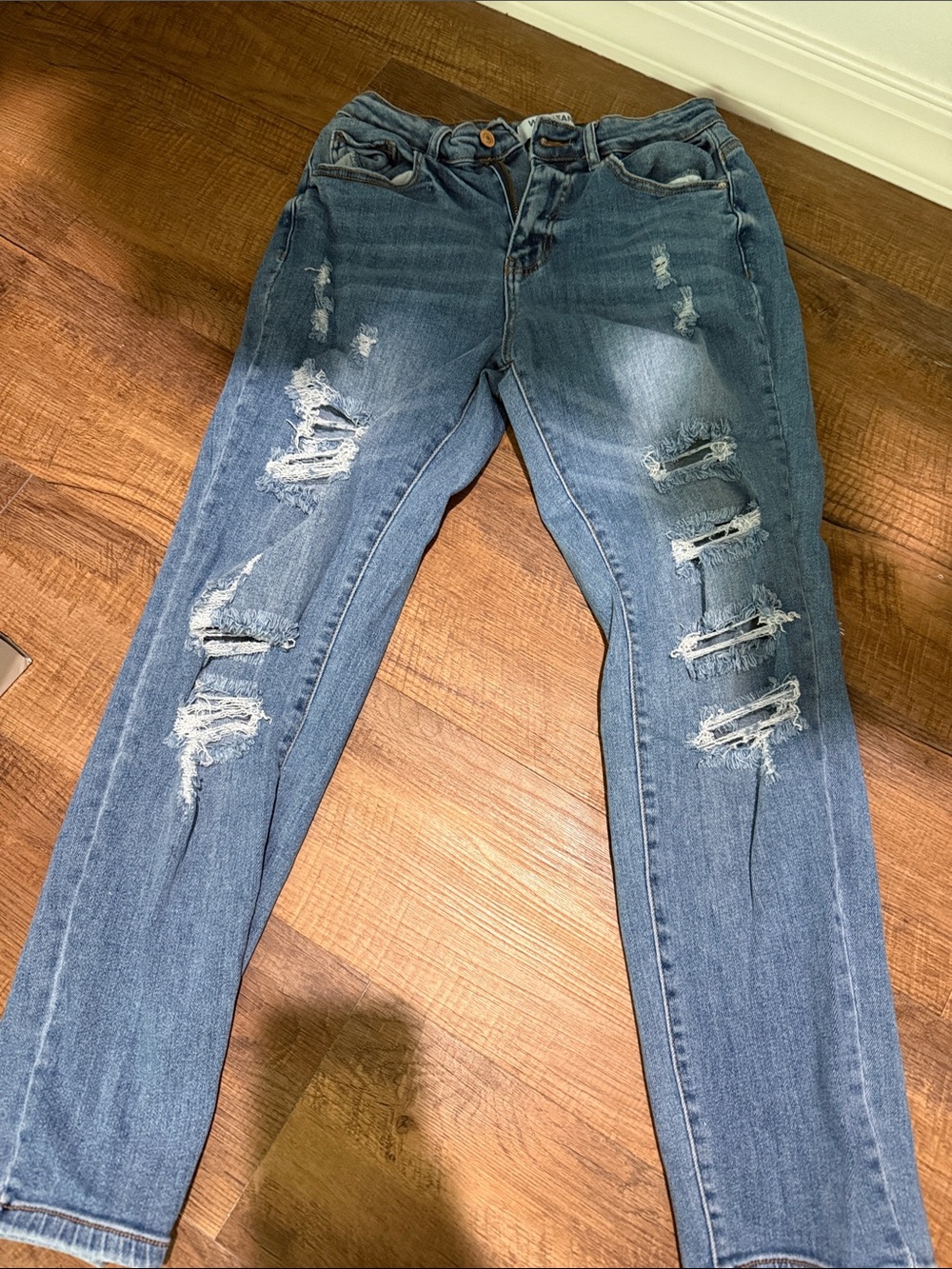 Wax Jean Women's Distressed Blue Boyfriend Jeans